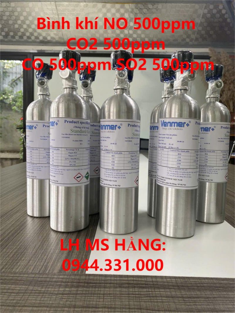 Bình khí NO 500ppm CO2 500ppm CO 500ppm SO2 500ppm