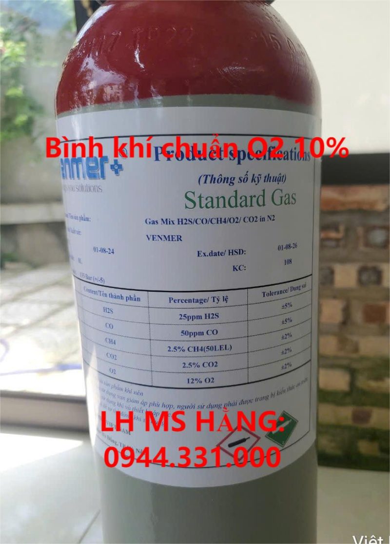 Bình khí chuẩn O2 10%