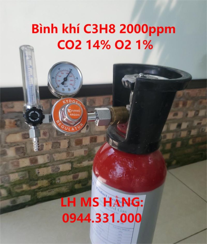 Bình khí C3H8 2000ppm CO2 14% O2 1%