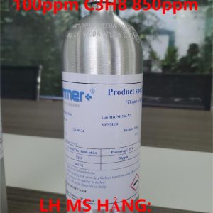 Bình khí chuẩn CO 100ppm C3H8 850ppm