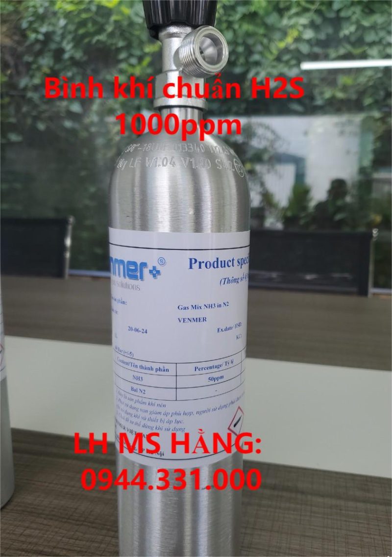 Bình khí chuẩn H2S 1000ppm