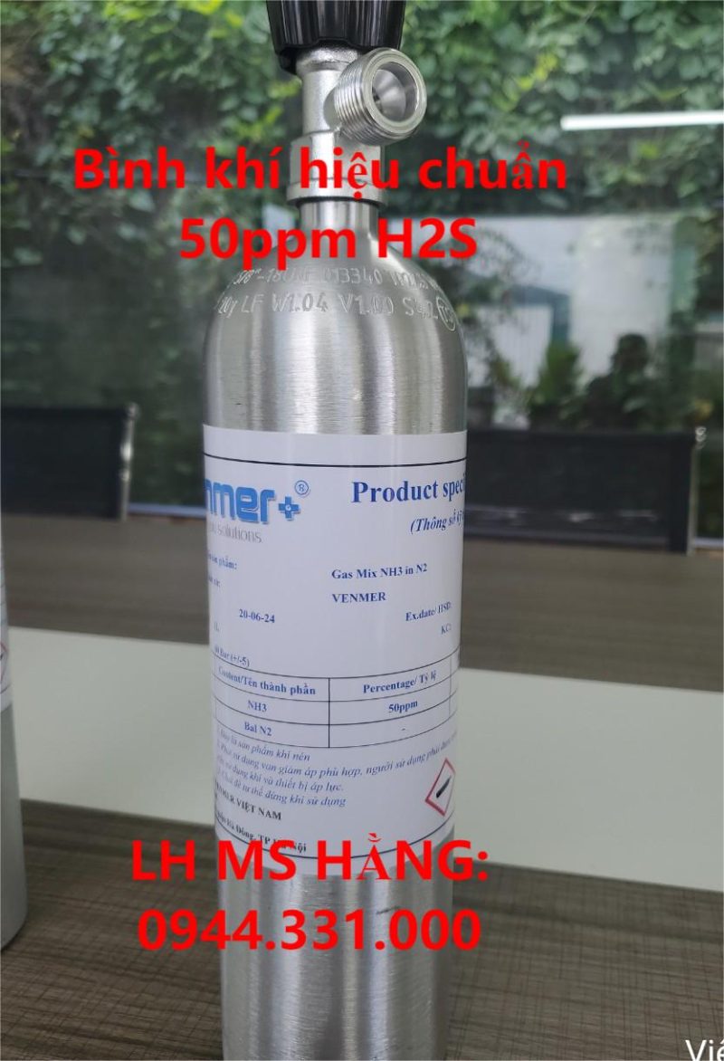 Bình khí hiệu chuẩn 50ppm H2S