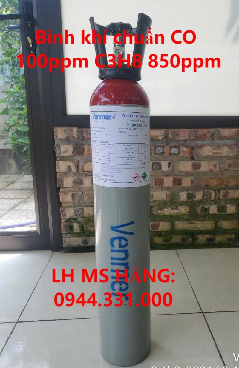 Bình khí chuẩn CO 100ppm C3H8 850ppm