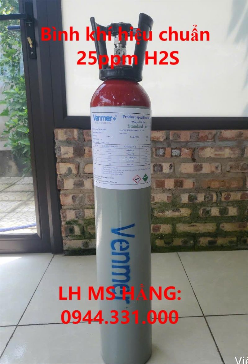 Bình khí hiệu chuẩn 25ppm H2S