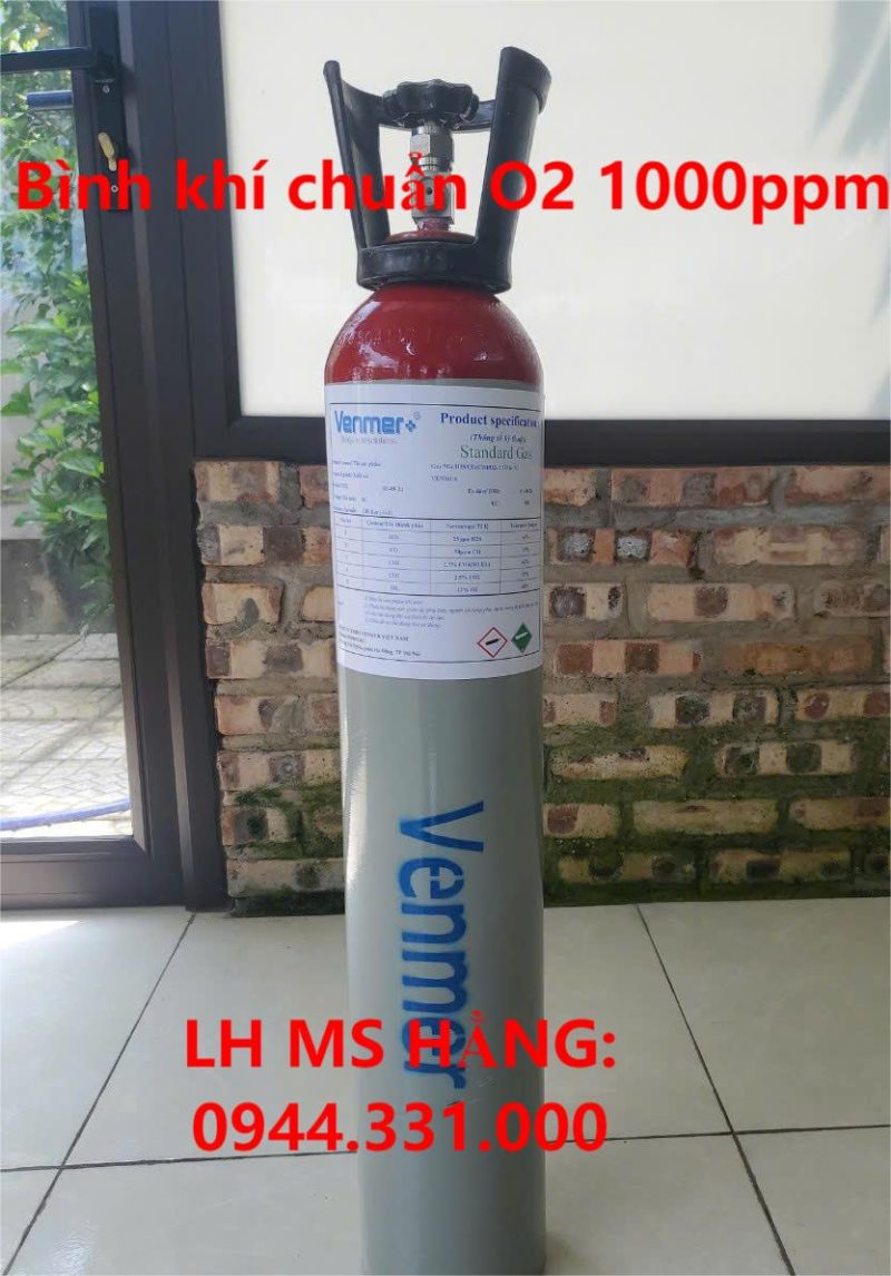 Bình khí chuẩn O2 1000ppm