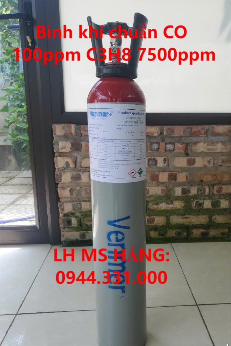 Bình khí chuẩn CO 100ppm C3H8 7500ppm