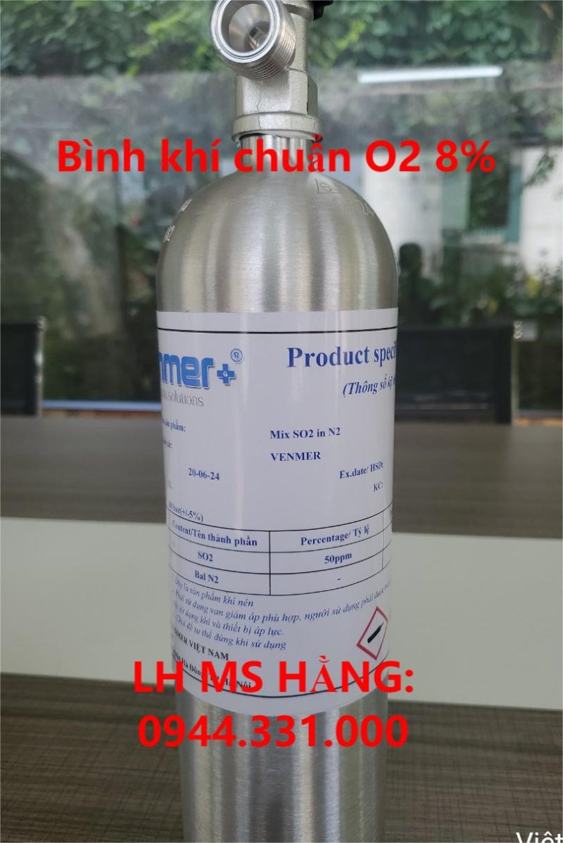 Bình khí chuẩn O2 8%