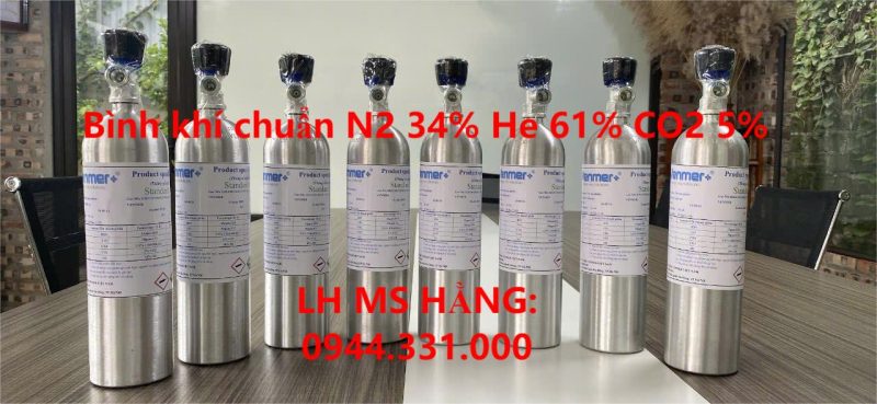 Bình khí chuẩn N2 34% He 61% CO2 5%