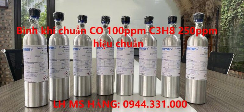 Bình khí chuẩn CO 100ppm C3H8 250ppm hiệu chuẩn