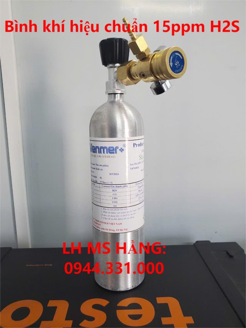 Bình khí hiệu chuẩn 15ppm H2S