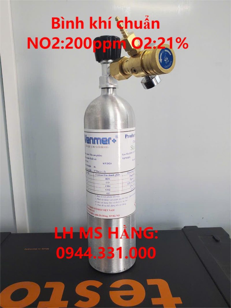 Bình khí chuẩn NO2:200ppm O2:21%