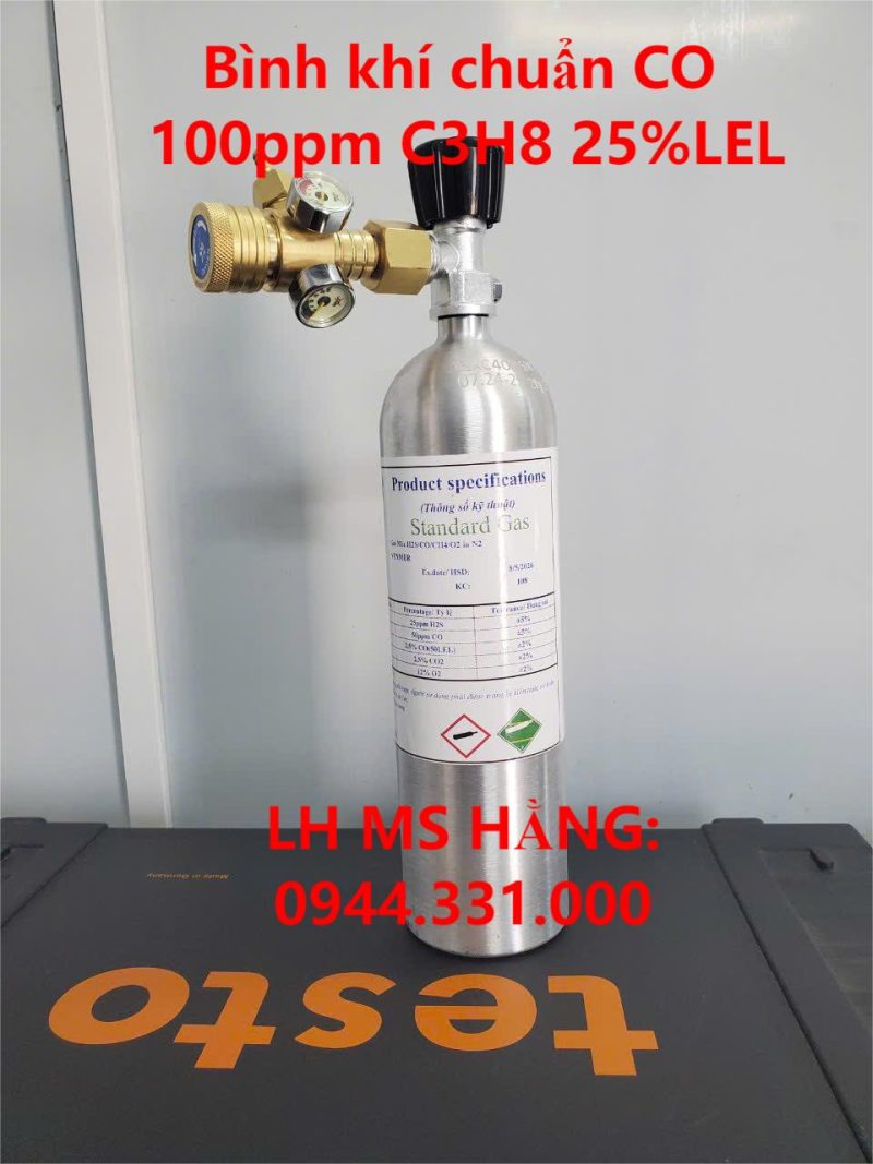 Bình khí chuẩn CO 100ppm C3H8 25%LEL