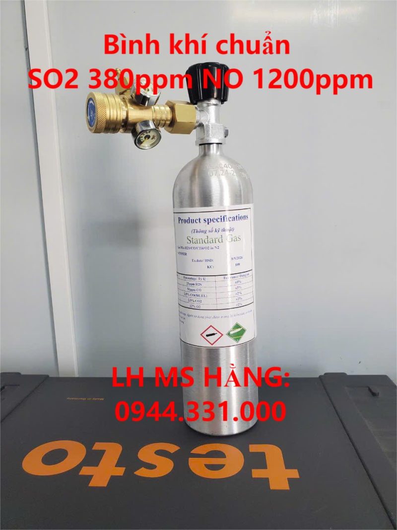 Bình khí chuẩn SO2 380ppm NO 1200ppm