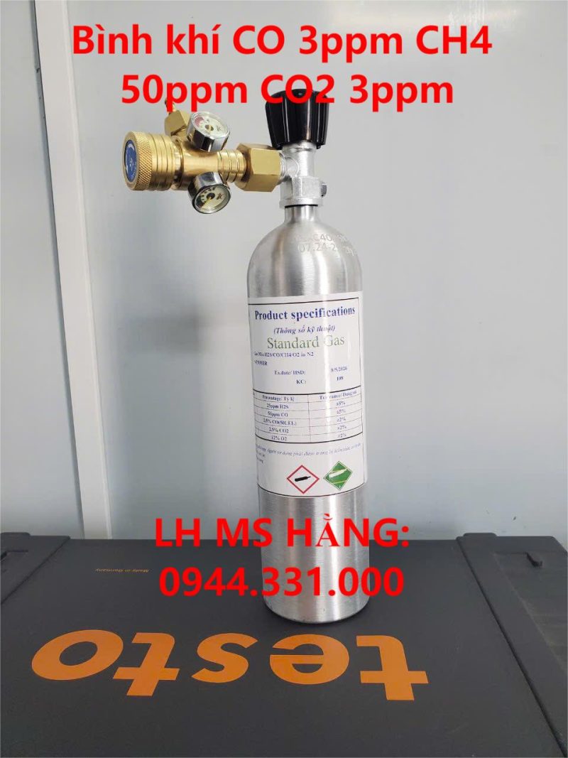 Bình khí CO 3ppm CH4 50ppm CO2 3ppm