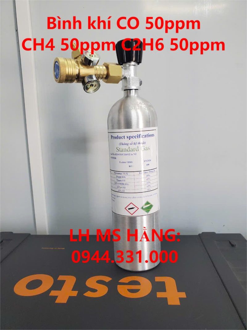 Bình khí CO 50ppm CH4 50ppm C2H6 50ppm 