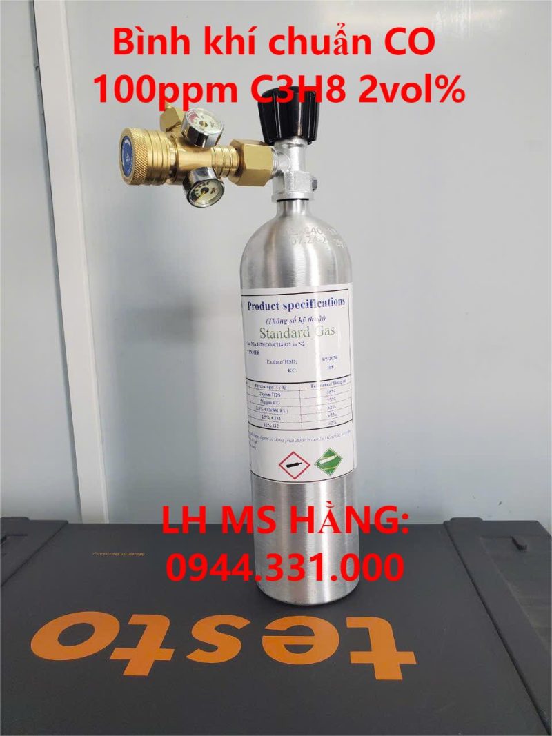 Bình khí chuẩn CO 100ppm C3H8 2vol%