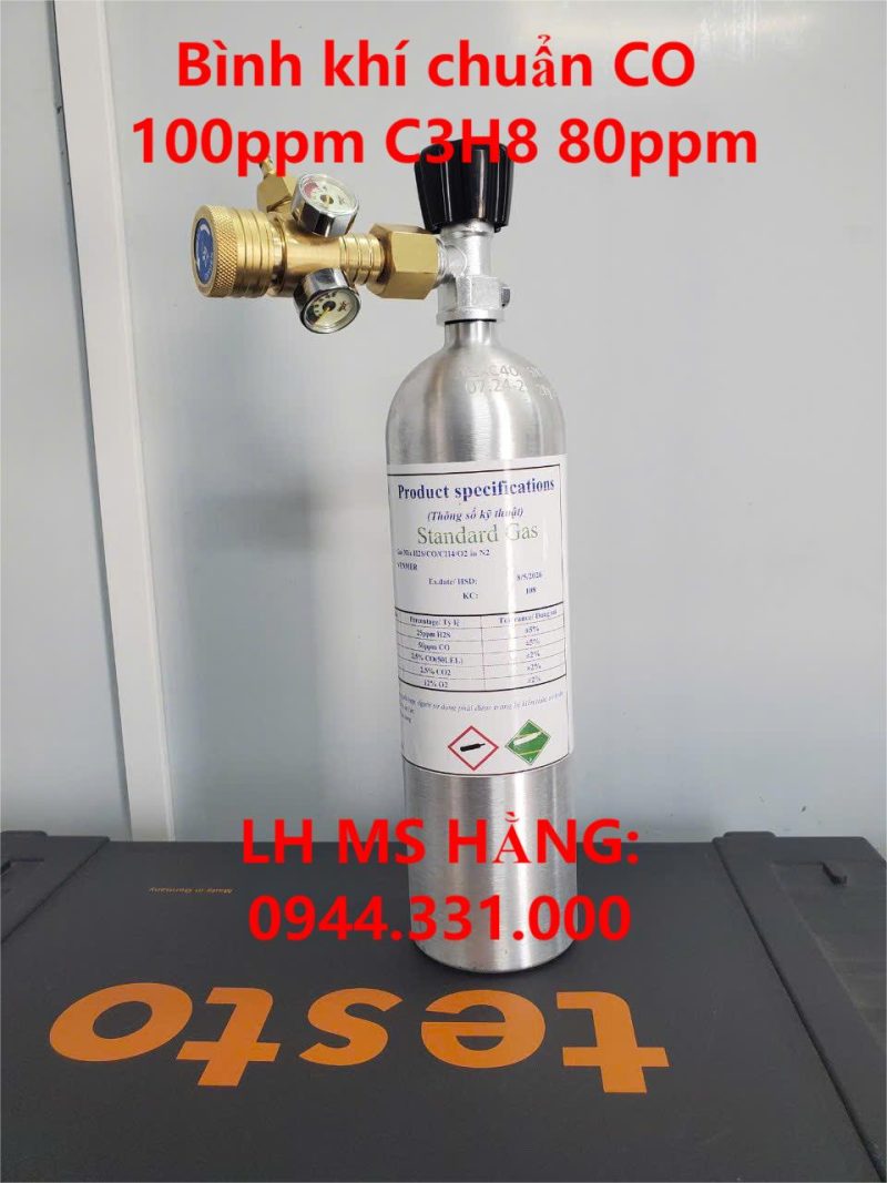 Bình khí chuẩn CO 100ppm C3H8 80ppm