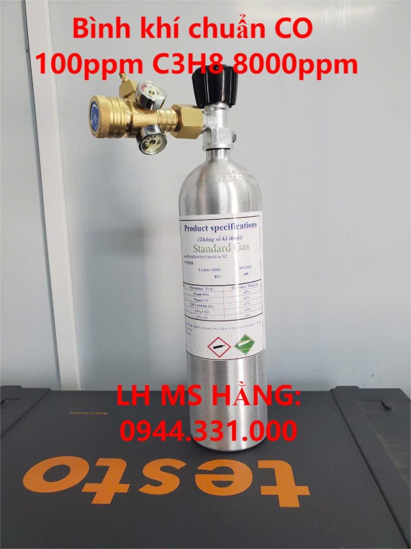 Bình khí chuẩn CO 100ppm C3H8 8000ppm