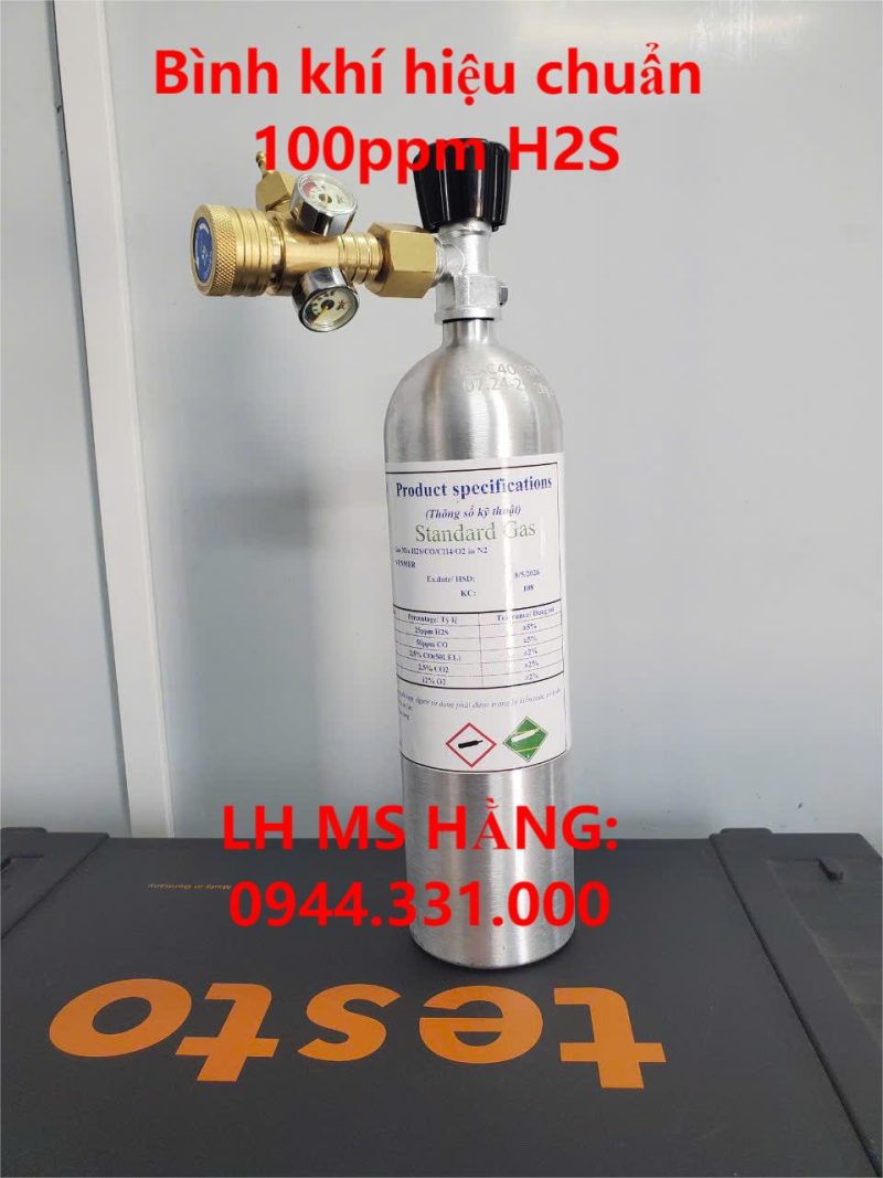 Bình khí hiệu chuẩn 100ppm H2S