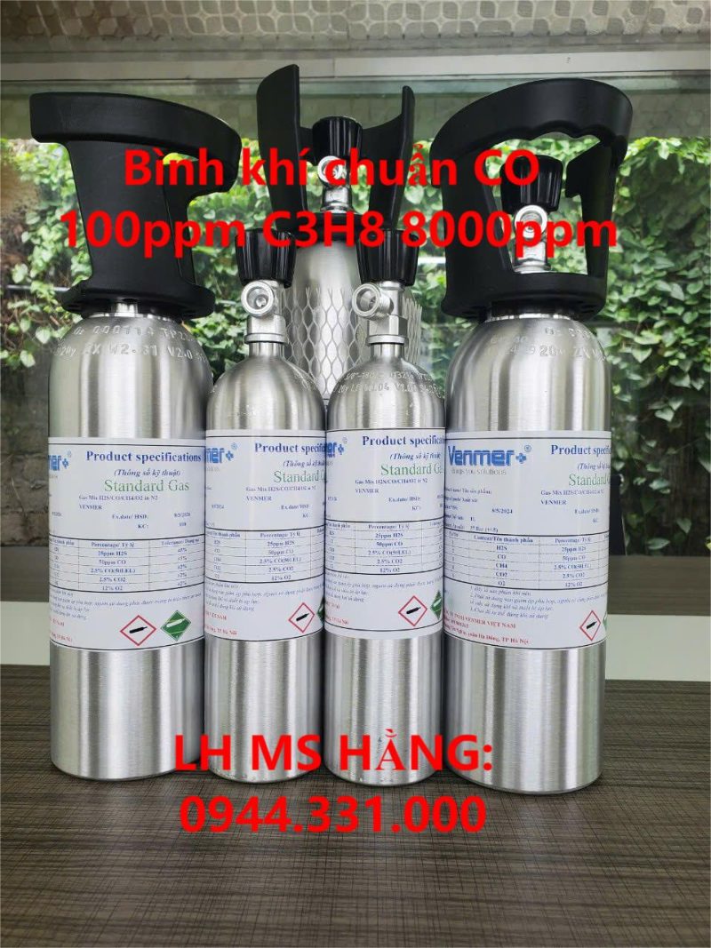 Bình khí chuẩn CO 100ppm C3H8 8000ppm