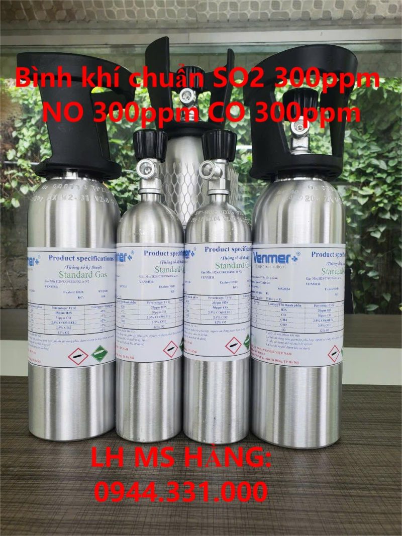 Bình khí SO2 300ppm NO 300ppm CO 300ppm