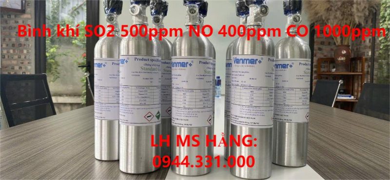 Bình khí SO2 500ppm NO 400ppm CO 1000ppm