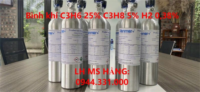 Bình khí C3H6 25% C3H8 5% H2 0,38%