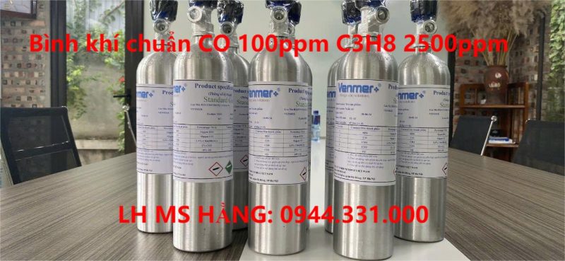 Bình khí chuẩn CO 100ppm C3H8 2500ppm