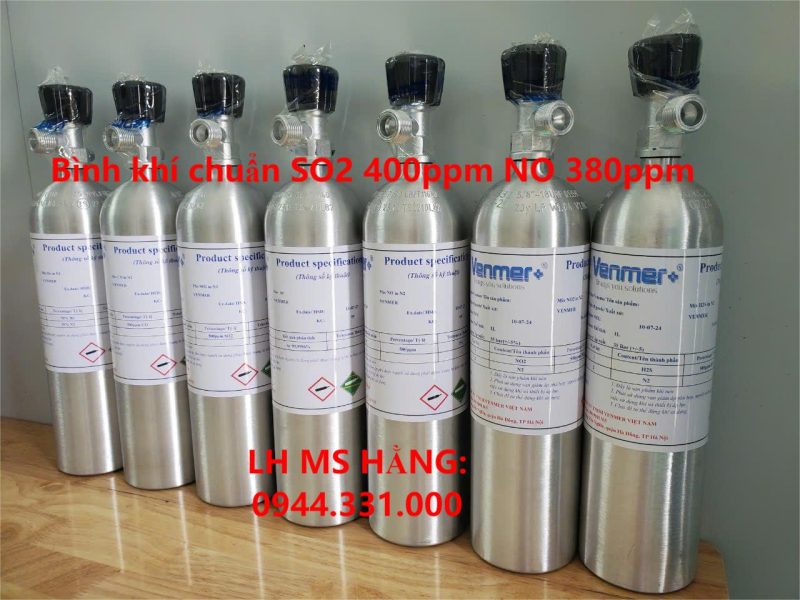 Bình khí chuẩn SO2 400ppm NO 380ppm