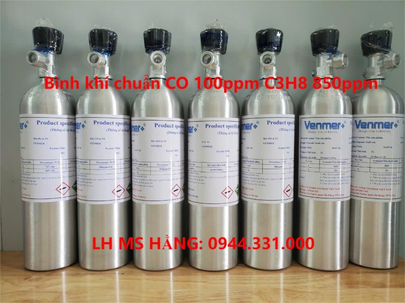 Bình khí chuẩn CO 100ppm C3H8 850ppm