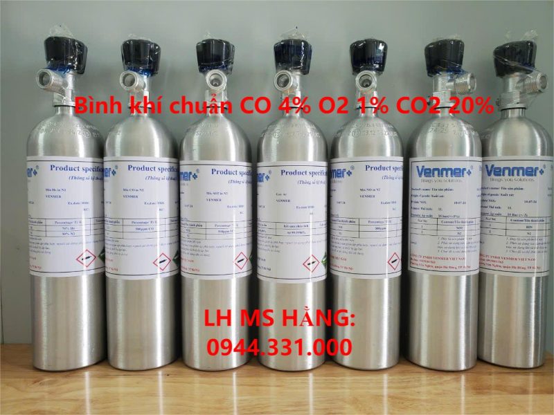 Bình khí chuẩn CO 4% O2 1% CO2 20%