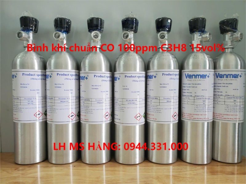 Bình khí chuẩn CO 100ppm C3H8 15vol%