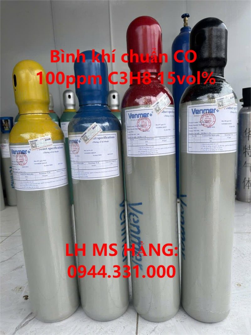 Bình khí chuẩn CO 100ppm C3H8 15vol%