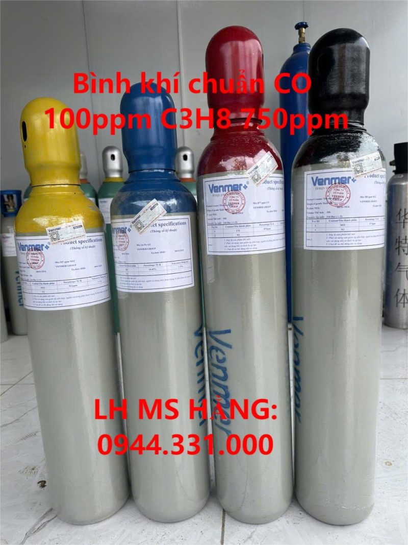 Bình khí chuẩn CO 100ppm C3H8 750ppm