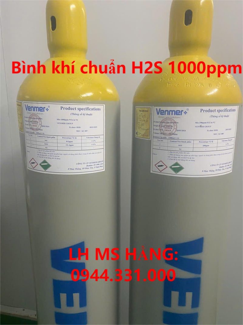 Bình khí chuẩn H2S 1000ppm