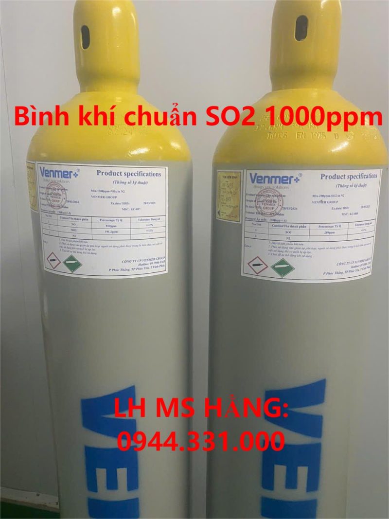 Bình khí chuẩn SO2 1000ppm