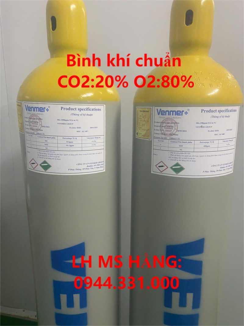 Bình khí chuẩn CO2:20% O2:80%