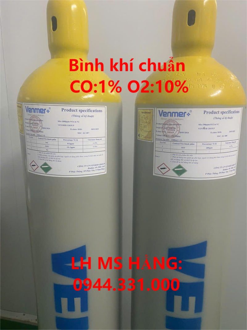 Bình khí chuẩn CO:1% O2:10%