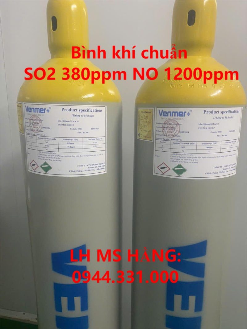 Bình khí chuẩn SO2 380ppm NO 1200ppm