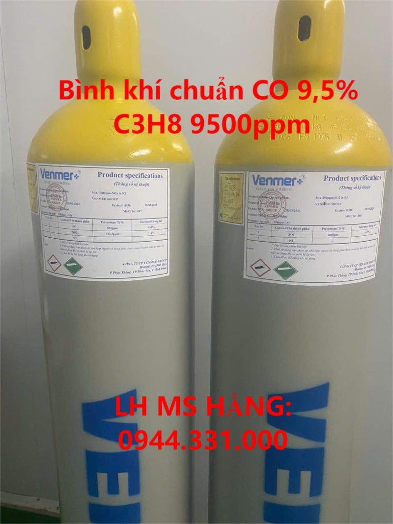 Bình khí chuẩn CO 9,5% C3H8 9500ppm