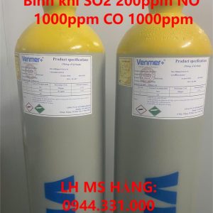 Bình khí SO2 200ppm NO 1000ppm CO 1000ppm