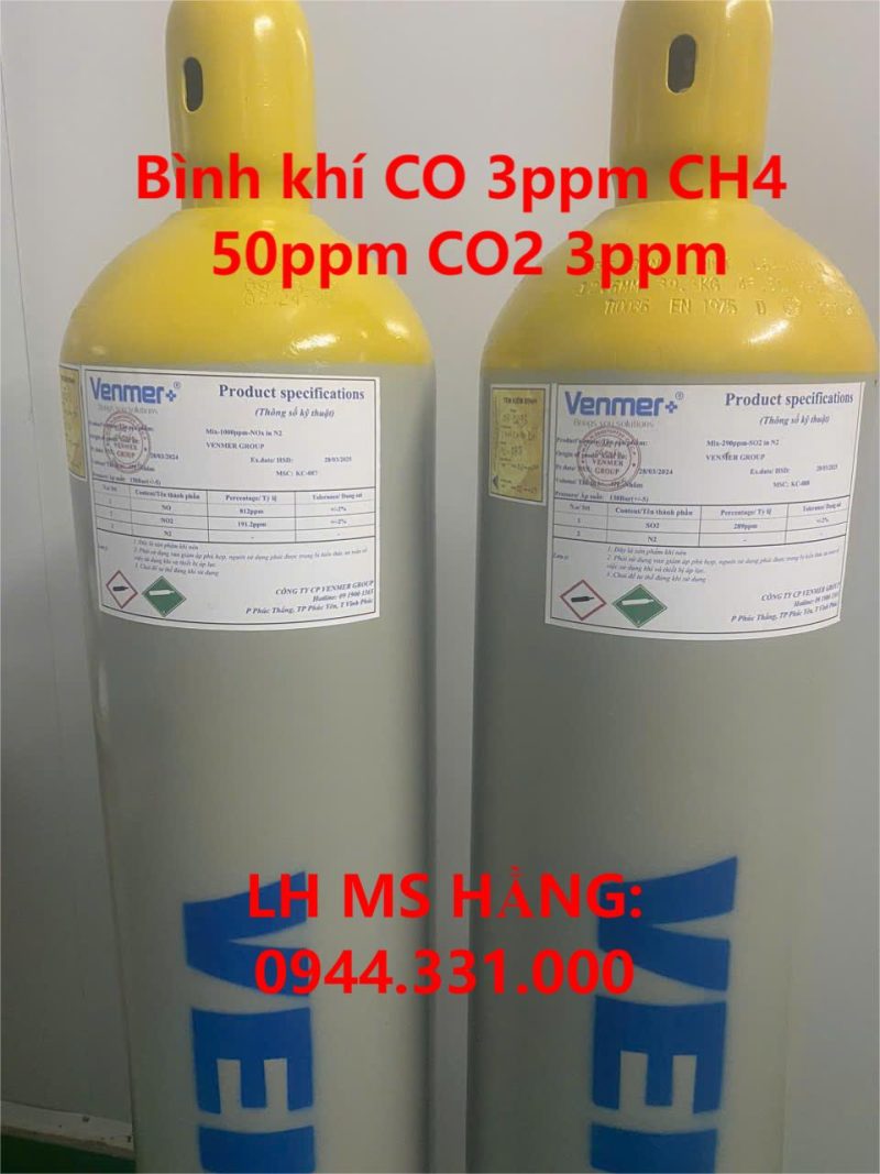 Bình khí CO 3ppm CH4 50ppm CO2 3ppm