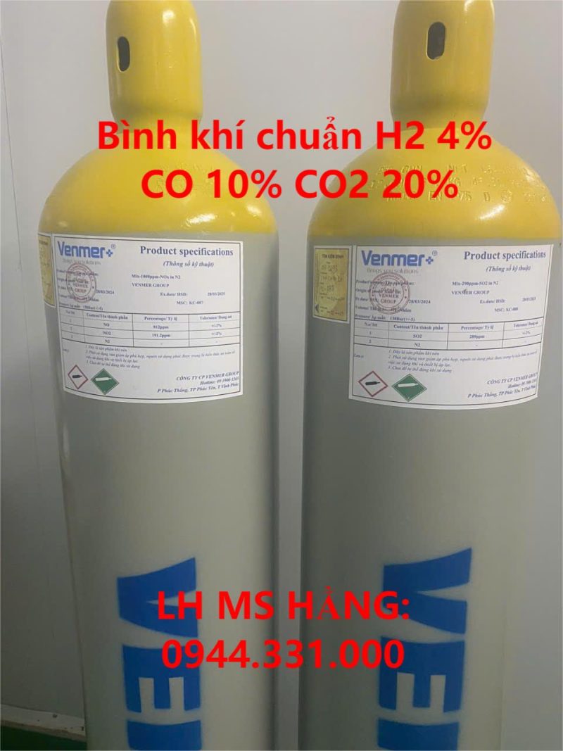 Bình khí chuẩn H2 4% CO 10% CO2 20%