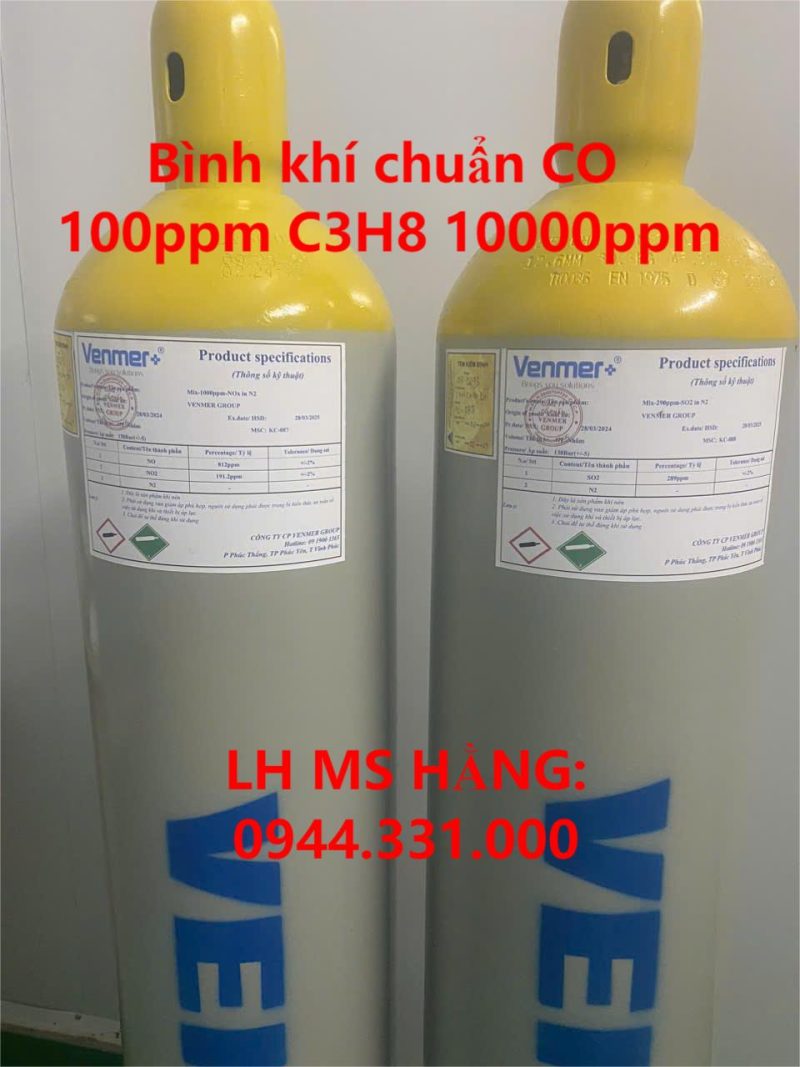 Bình khí chuẩn CO 100ppm C3H8 10000ppm