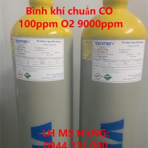 Bình khí chuẩn CO 100ppm O2 9000ppm