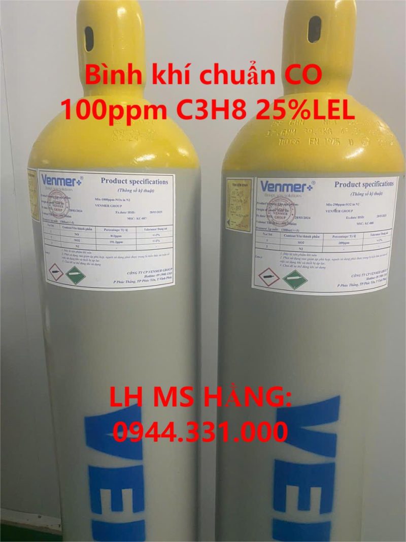 Bình khí chuẩn CO 100ppm C3H8 25%LEL