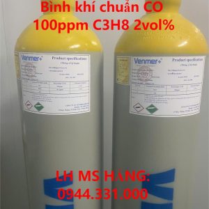 Bình khí chuẩn CO 100ppm C3H8 2vol%