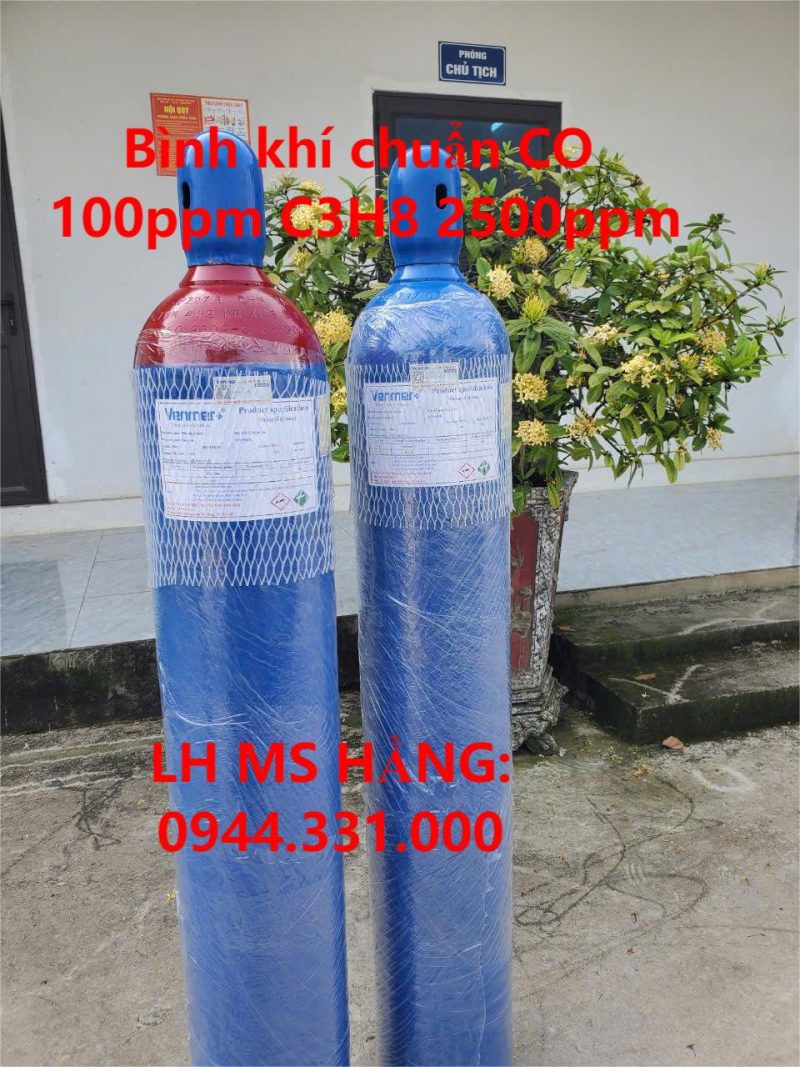 Bình khí chuẩn CO 100ppm C3H8 2500ppm