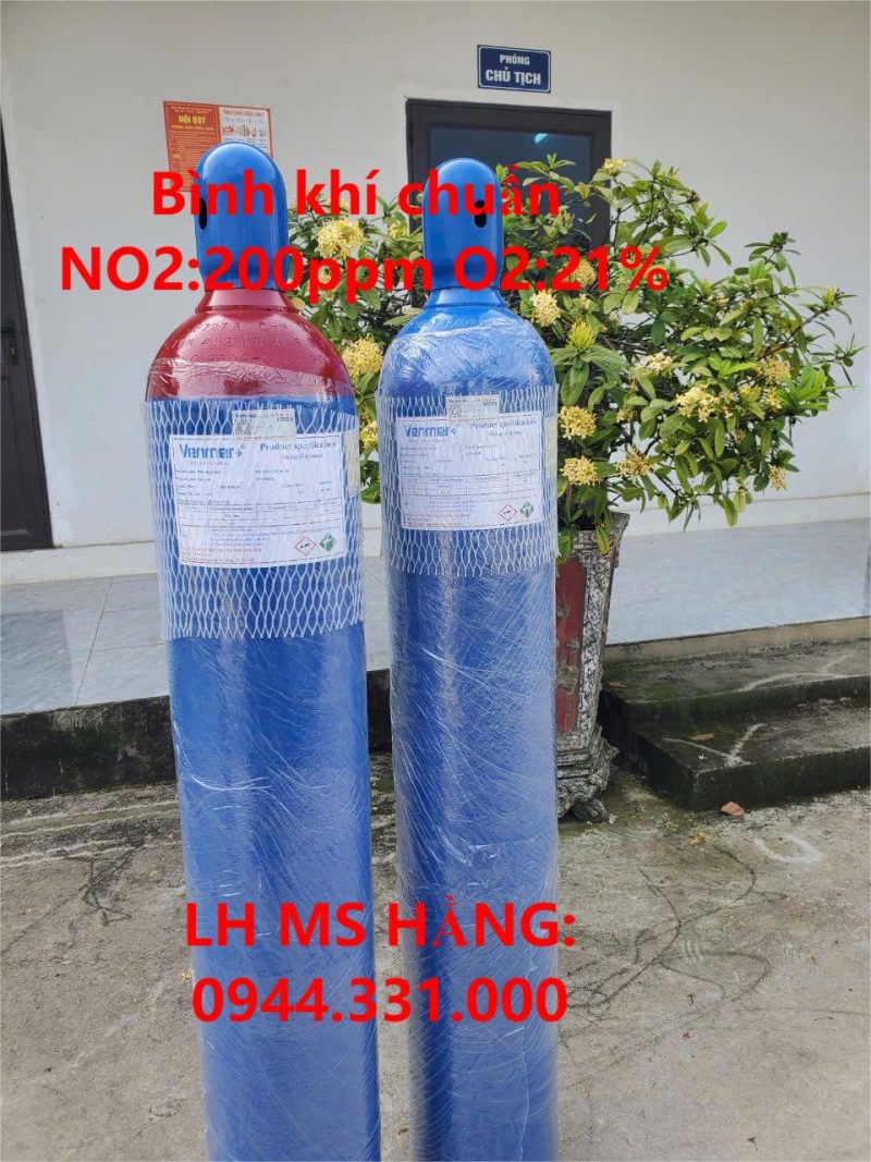 Bình khí chuẩn NO2:200ppm O2:21%