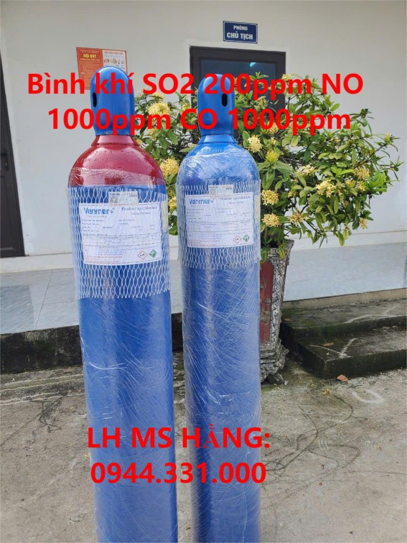 Bình khí SO2 200ppm NO 1000ppm CO 1000ppm